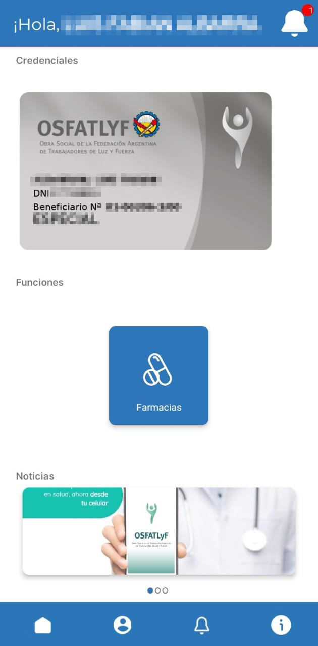 Pantalla de inicio credencial